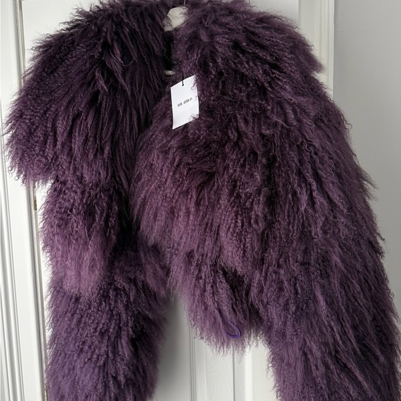 The Attico Jackets & Blazers - The Attico Deep Purple Mongolian Fur Teddy Jacket